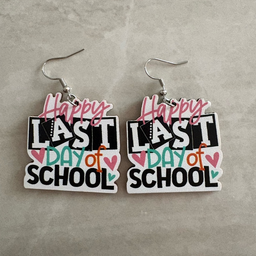 Happy Last Day of School Statement Earrings - Multicolor